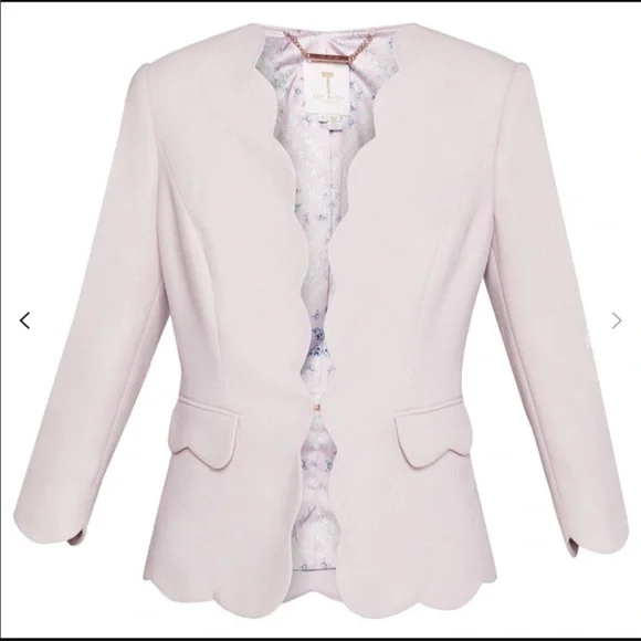 Ted Baker Pink Scalloped Edge Blazer 3/4 Sleeve like NWOT Ted Size 2 - Picture 2 of 3